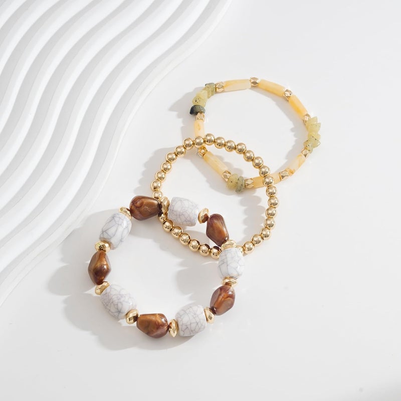 Aigrnc Boho Beaded Stretch Bracelets For Women Stackable Crystal Gold Plated Beaded Bracelets Set Trendy Handmade Friendship Braeclet Jewelry Gifts - Image 2